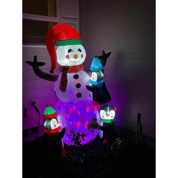 🆕6FT Christmas Inflatable Snowman with Penguin and Red Ball Outdoor Decoration - Picture 2 of 10